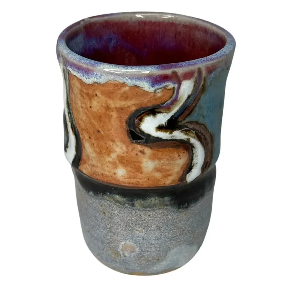 Handmade Studio Pottery Cup Bud Vase Signed Kelly Hask Artisan Ceramic Cup